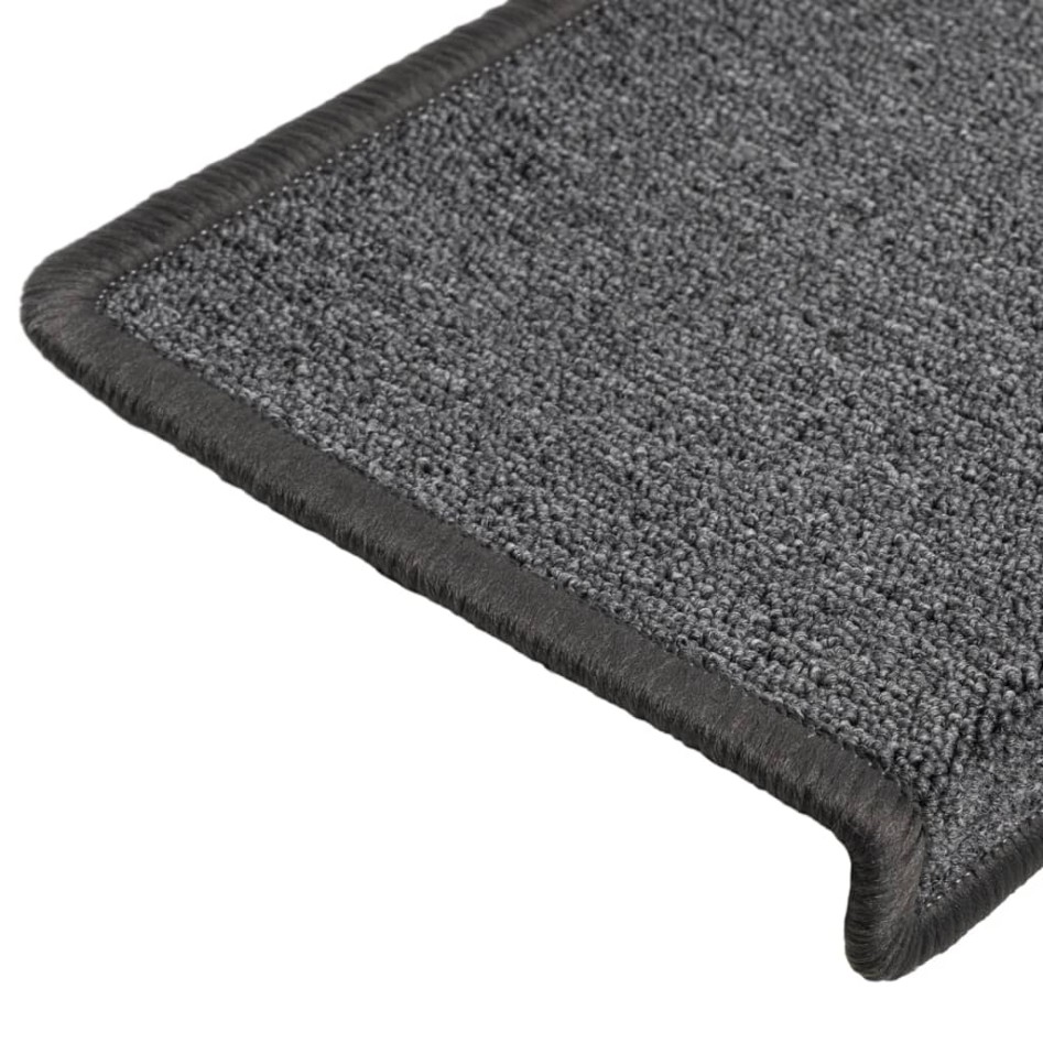 Alfombras de peldaños de escalera 15 uds gris oscuro 65x21x4
