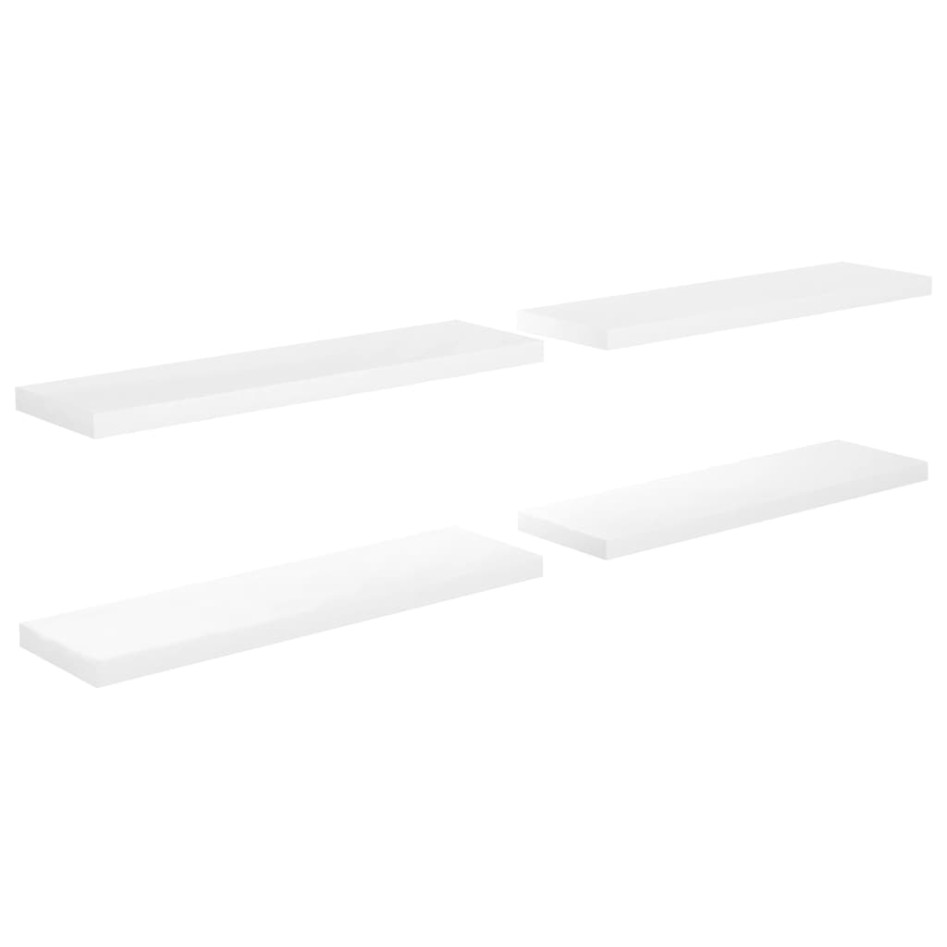 Estante flotante de pared 4 uds MDF blanco brillo