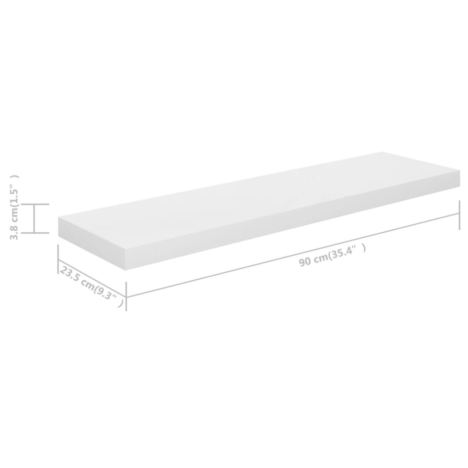 Estante flotante de pared 4 uds MDF blanco brillo