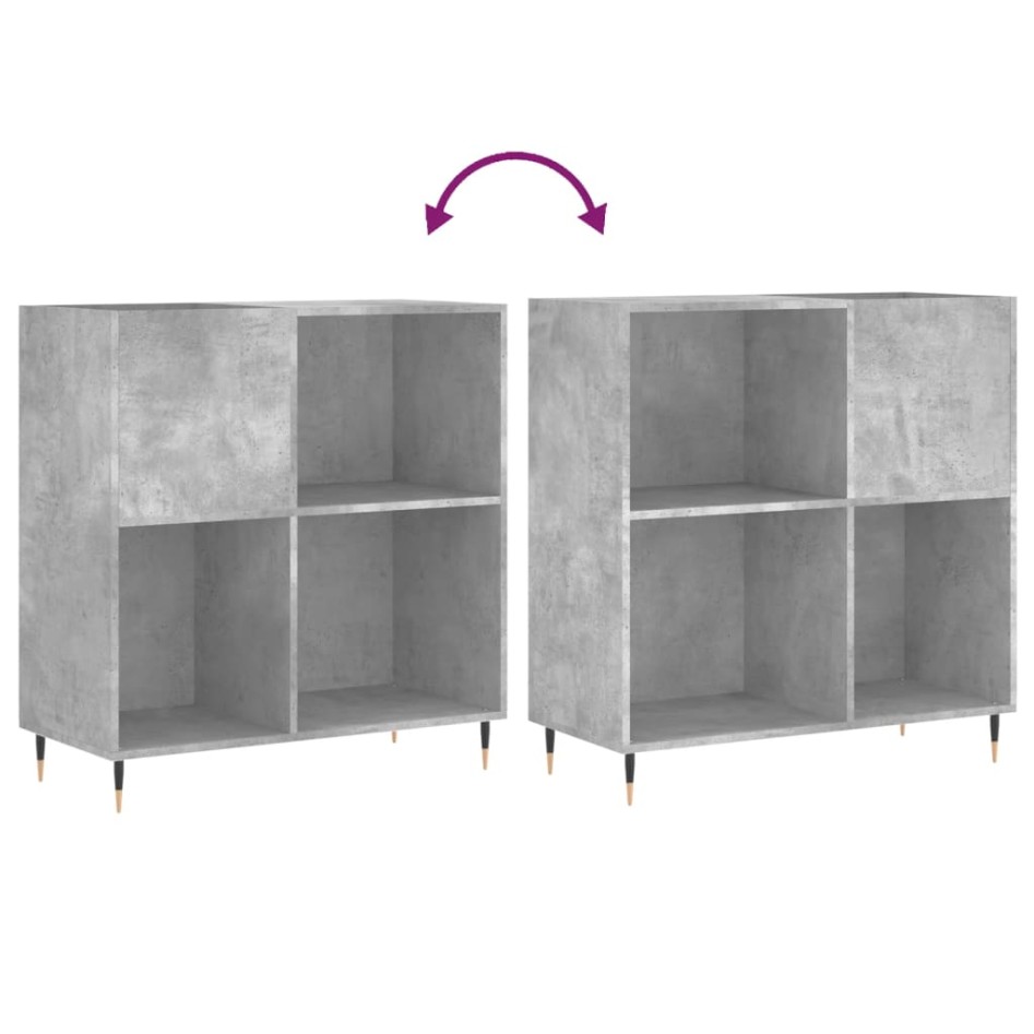 Mueble discos madera contrachapada gris hormigón 84,5x38x89