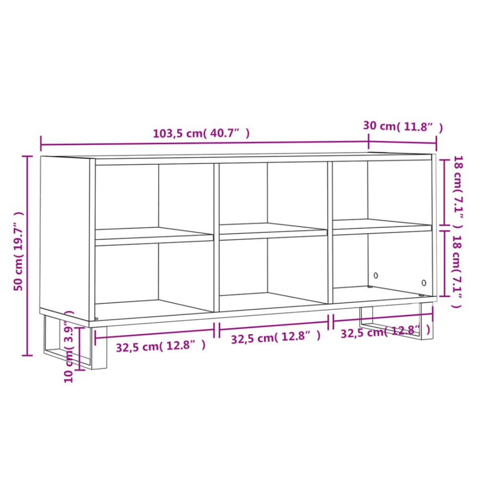 Mueble de TV madera de ingeniería blanco brillo 103,5x30x50