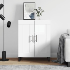 Aparador de madera contrachapada blanco brillante 69,5x34x90