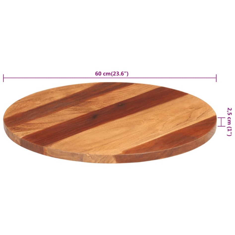 Tablero de mesa redonda madera maciza de acacia 25-27 mm 60