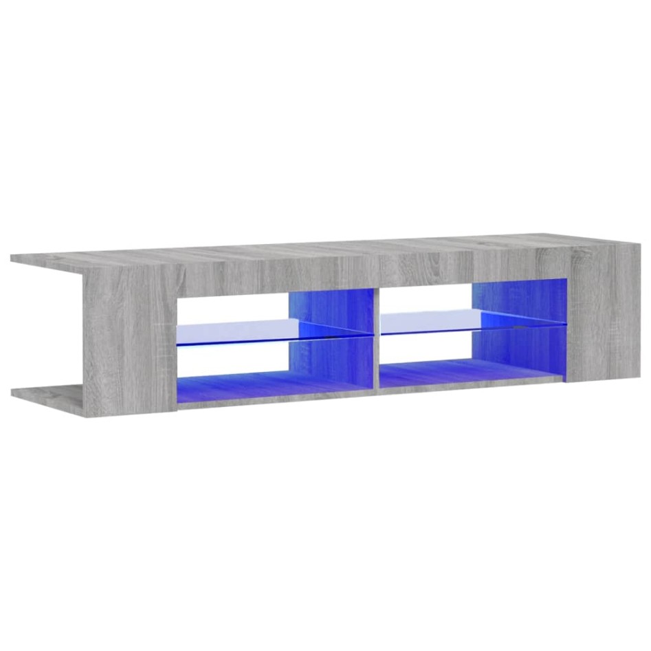 Mueble de TV con luces LED gris Sonoma 135x39x30