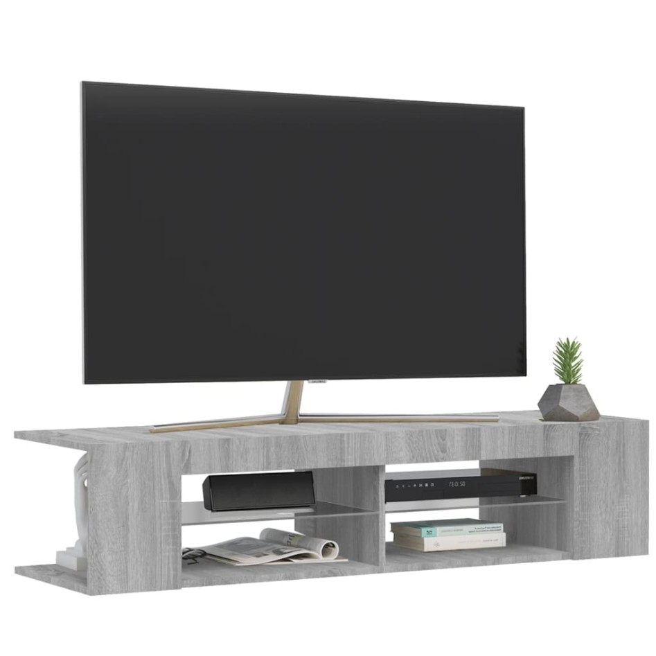 Mueble de TV con luces LED gris Sonoma 135x39x30