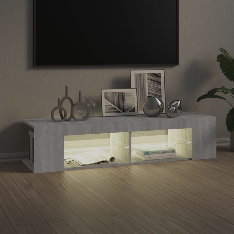 Mueble de TV con luces LED gris Sonoma 135x39x30