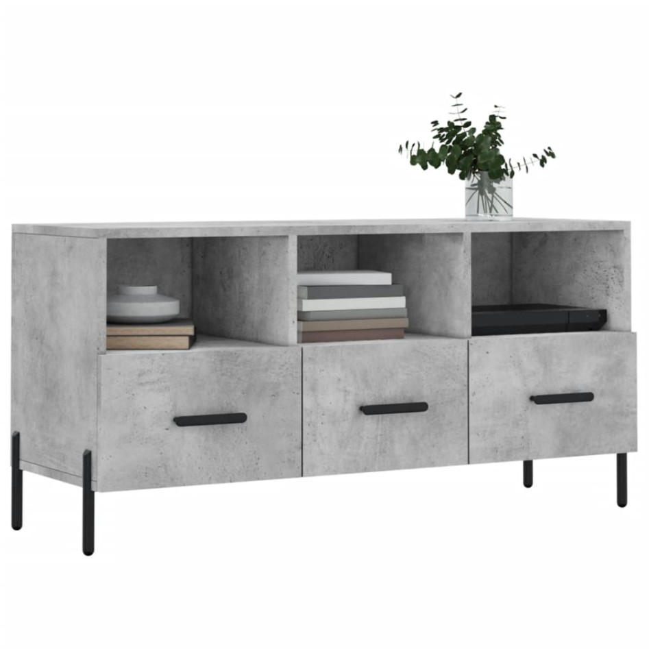 Mueble de TV madera de ingeniería gris hormigón 102x36x50