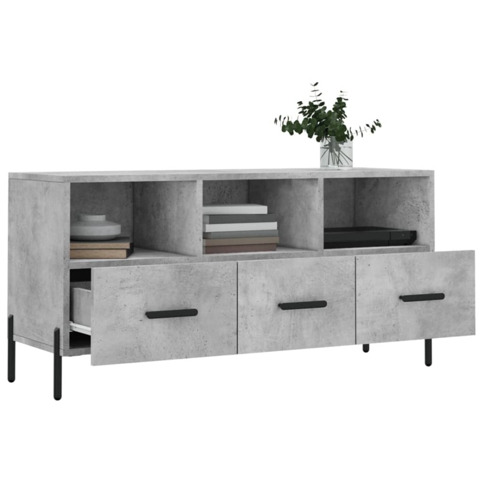 Mueble de TV madera de ingeniería gris hormigón 102x36x50