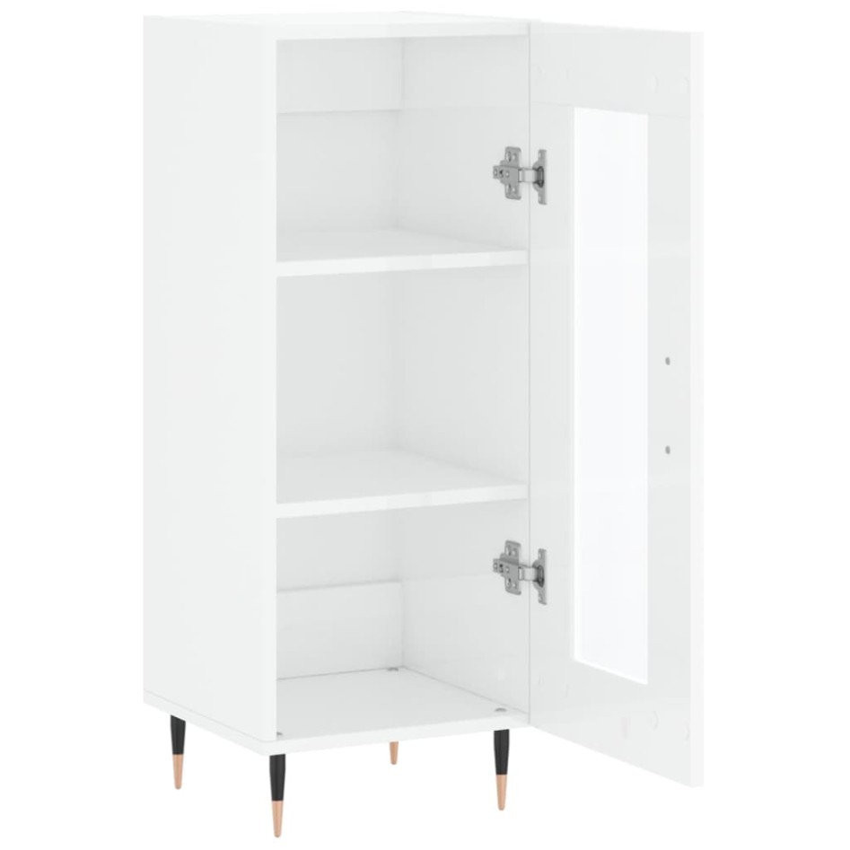 Aparador de madera contrachapada blanco brillante 34,5x34x90