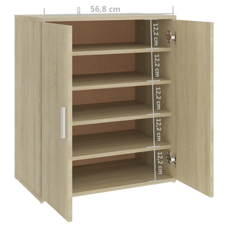 Mueble zapatero madera de ingeniería roble Sonoma 60x35x70