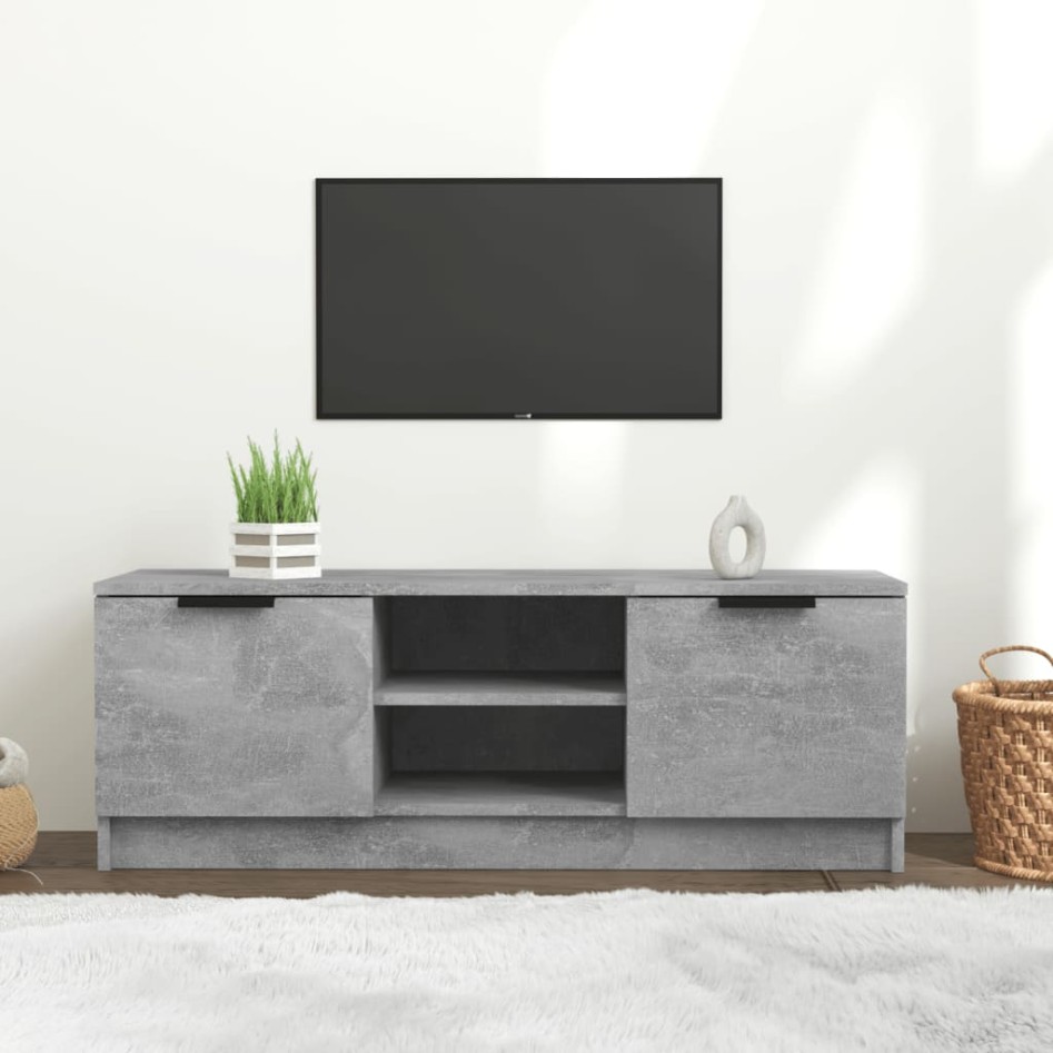 Mueble de TV madera contrachapada gris hormigón 102x35x36,5