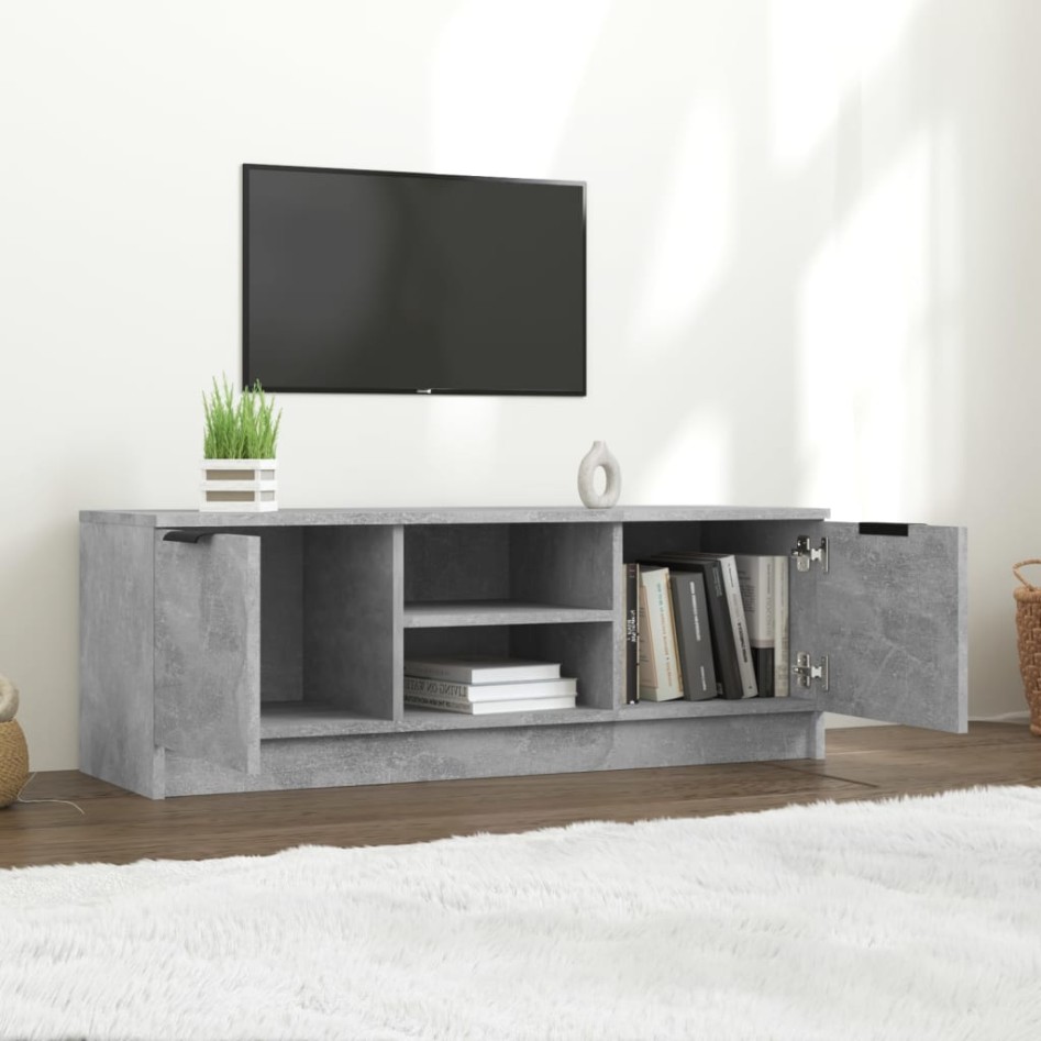 Mueble de TV madera contrachapada gris hormigón 102x35x36,5