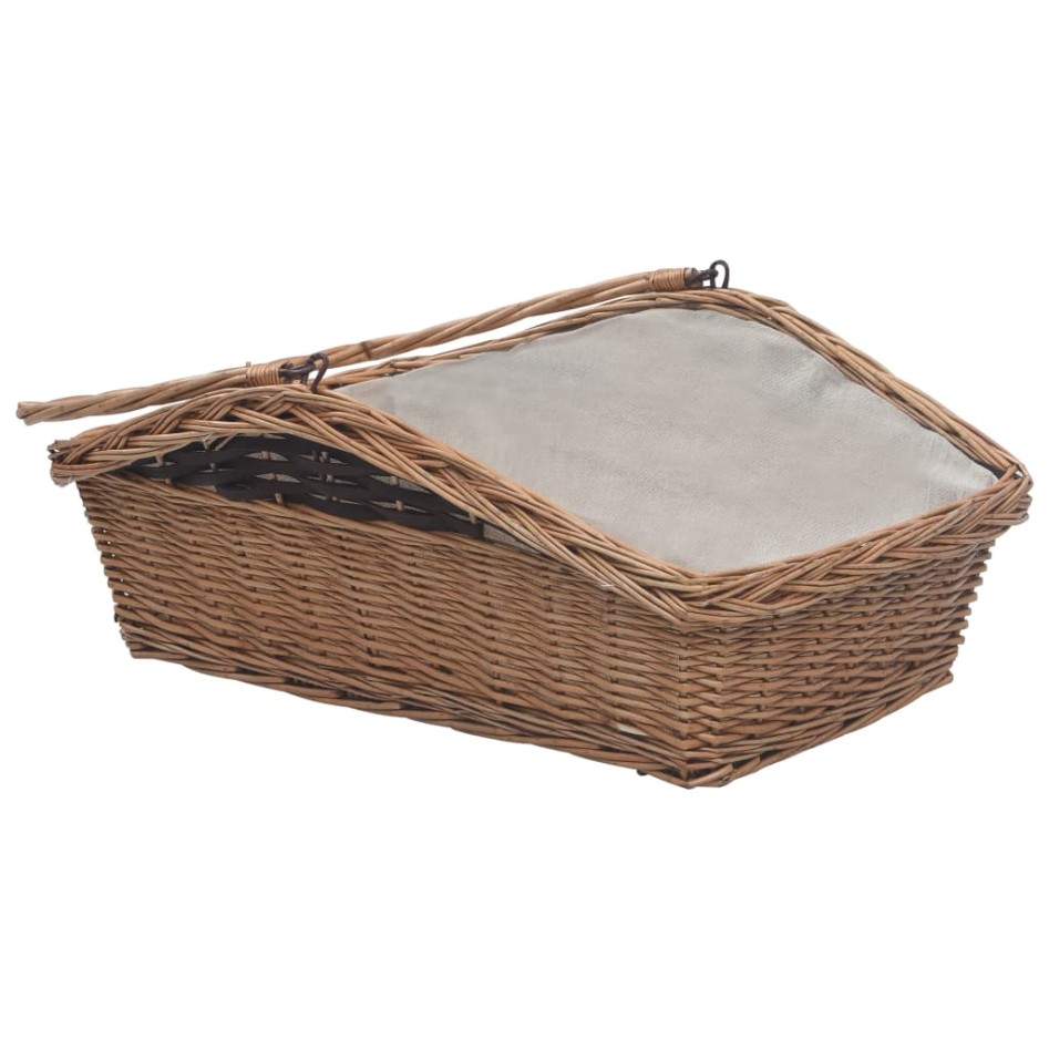Cesta para leña con asas sauce marrón 61,5x46,5x58