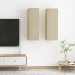 Muebles de TV 2 uds madera contrachapada roble 30,5x30x90 cm