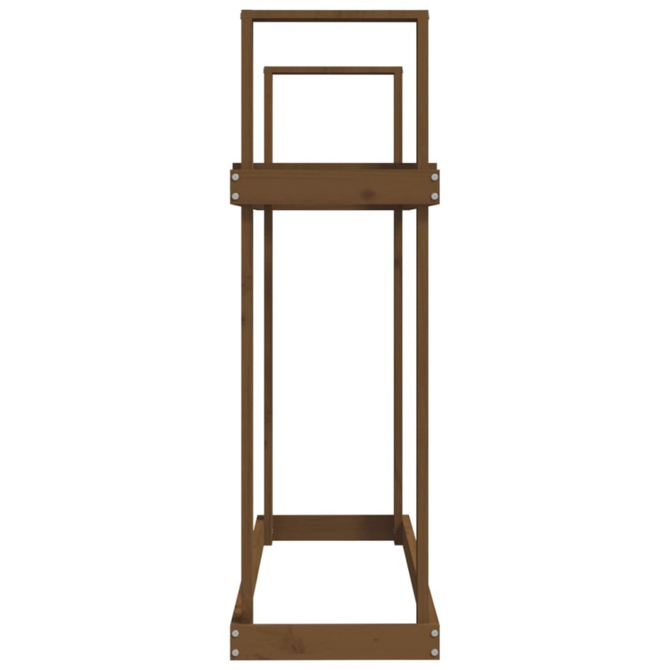 Leñero de madera maciza pino marrón miel 110x35x108,5