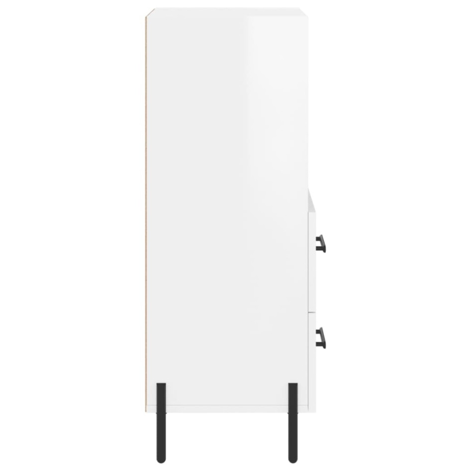 Aparador de madera contrachapada blanco brillante 34,5x34x90