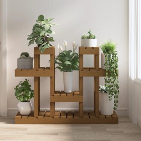 Soporte para plantas madera maciza pino miel 104,5x25x77,5