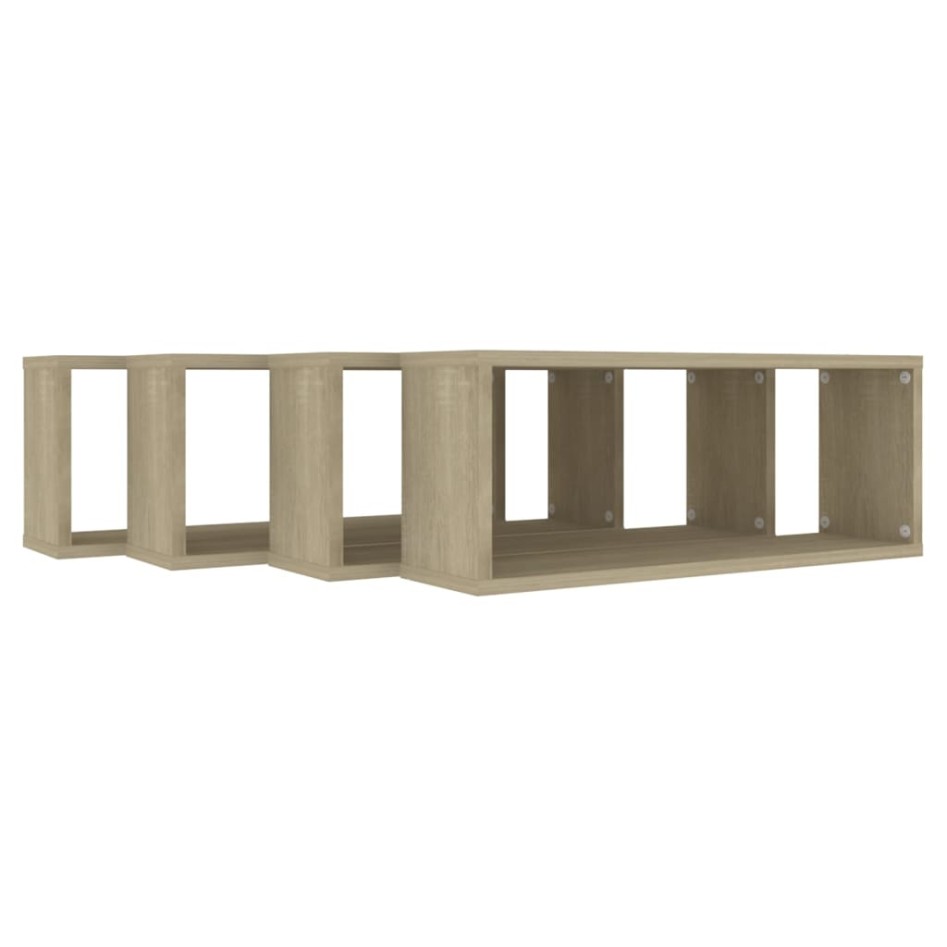 Estante cubo pared 4 uds contrachapado roble Sonoma 60x15x23