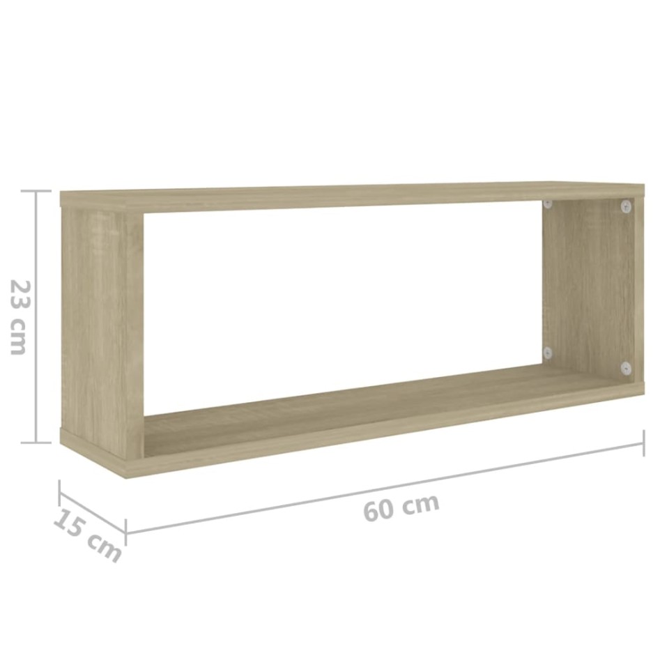 Estante cubo pared 4 uds contrachapado roble Sonoma 60x15x23