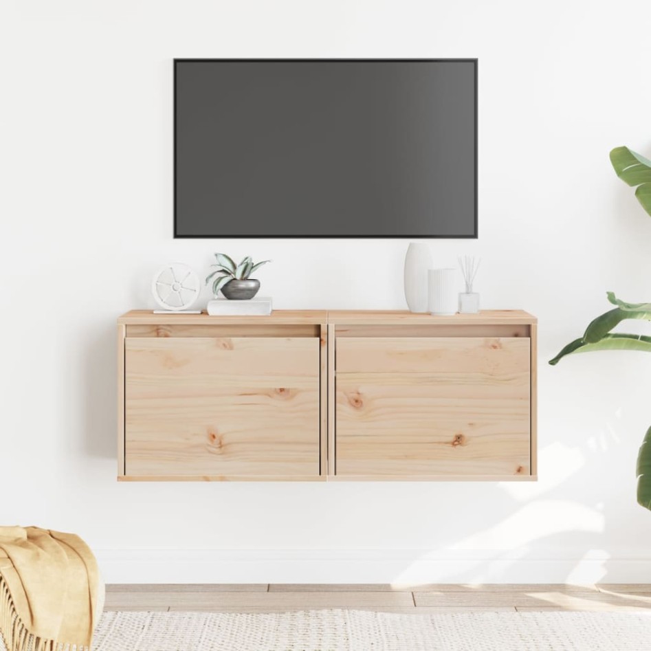 Armarios de pared 2 uds madera maciza de pino 45x30x35