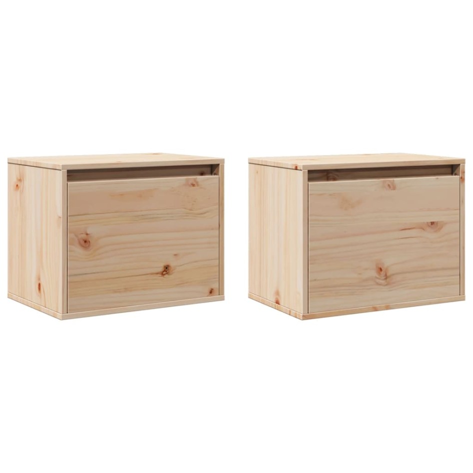 Armarios de pared 2 uds madera maciza de pino 45x30x35