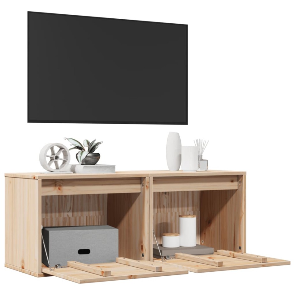 Armarios de pared 2 uds madera maciza de pino 45x30x35