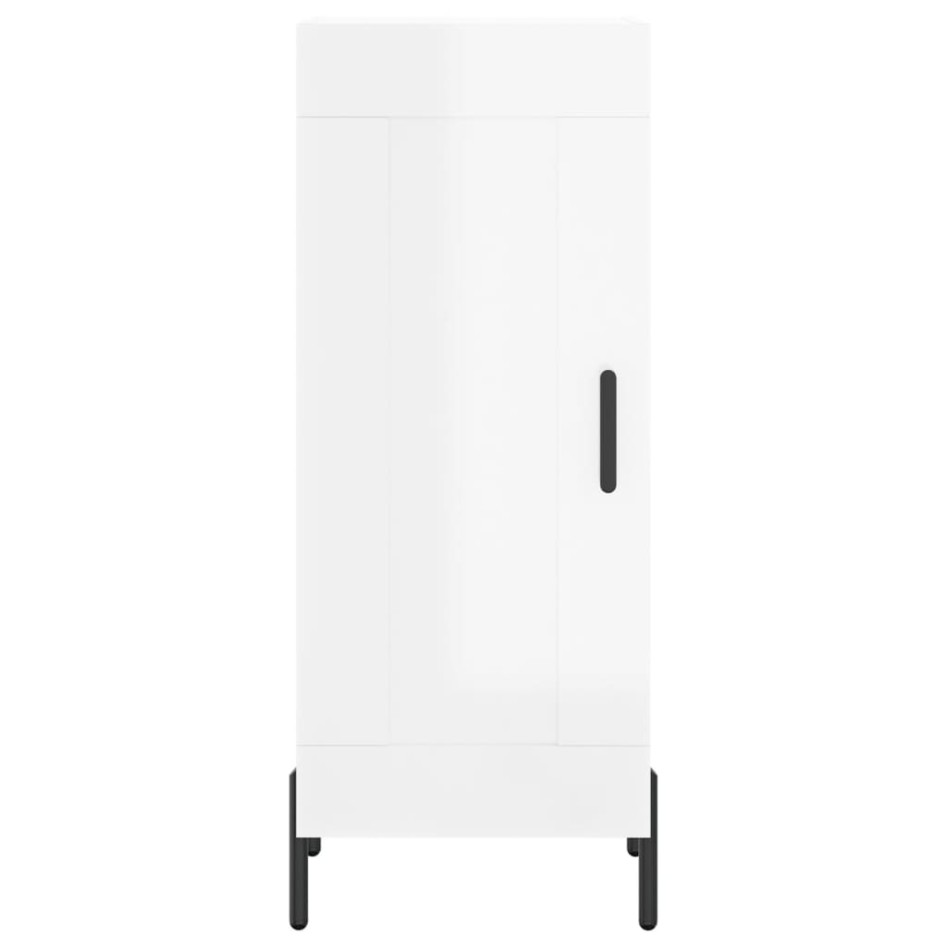 Aparador de madera contrachapada blanco brillante 34,5x34x90