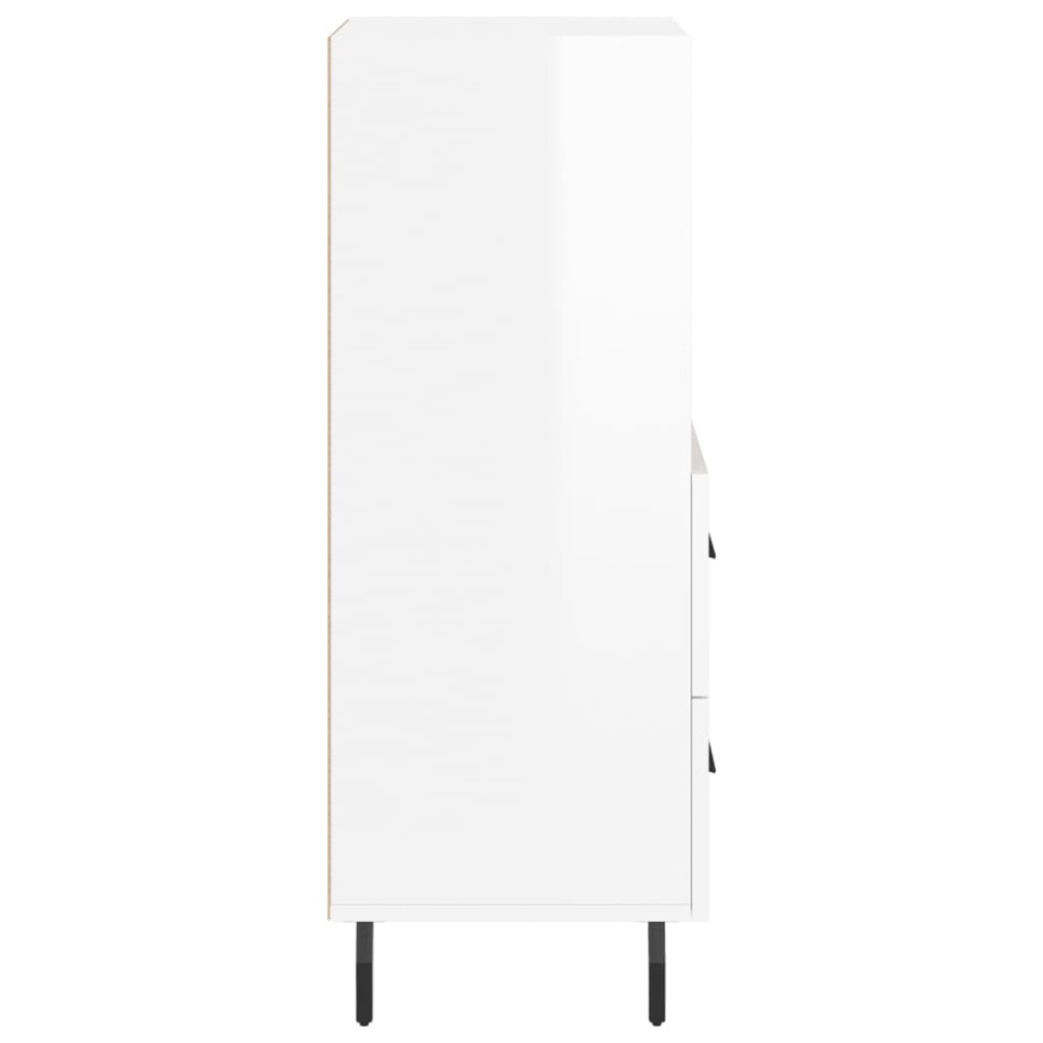 Aparador de madera contrachapada blanco brillante 34,5x34x90