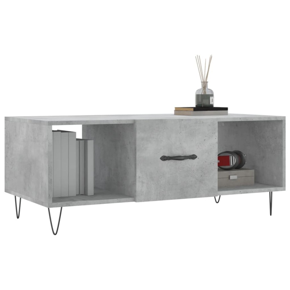Mesa de centro madera contrachapada gris hormigón 102x50x40