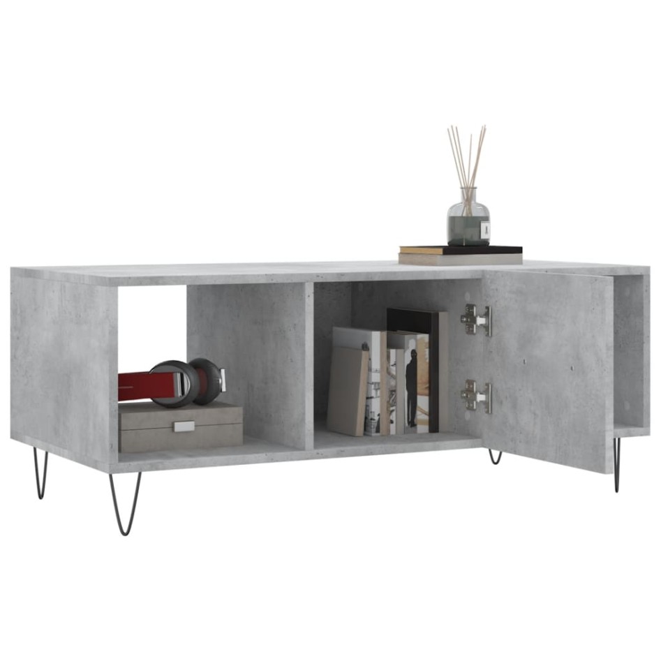 Mesa de centro madera contrachapada gris hormigón 102x50x40