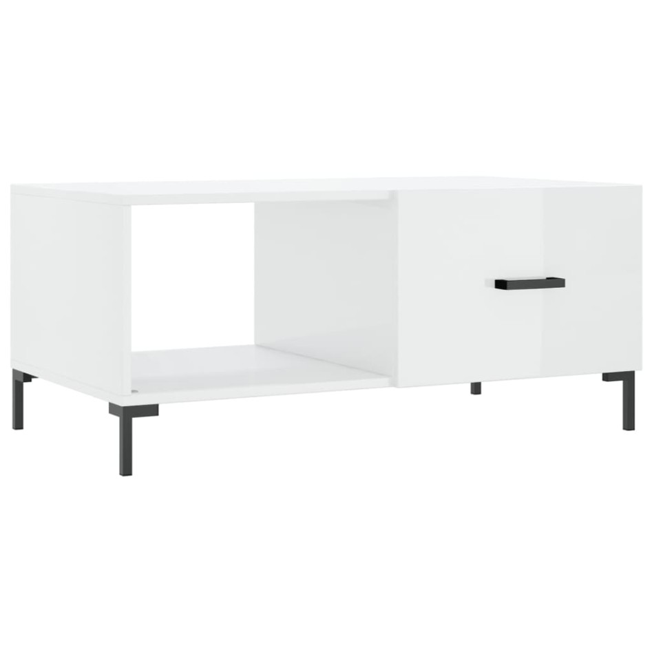 Mesa de centro madera contrachapada blanco brillo 90x50x40