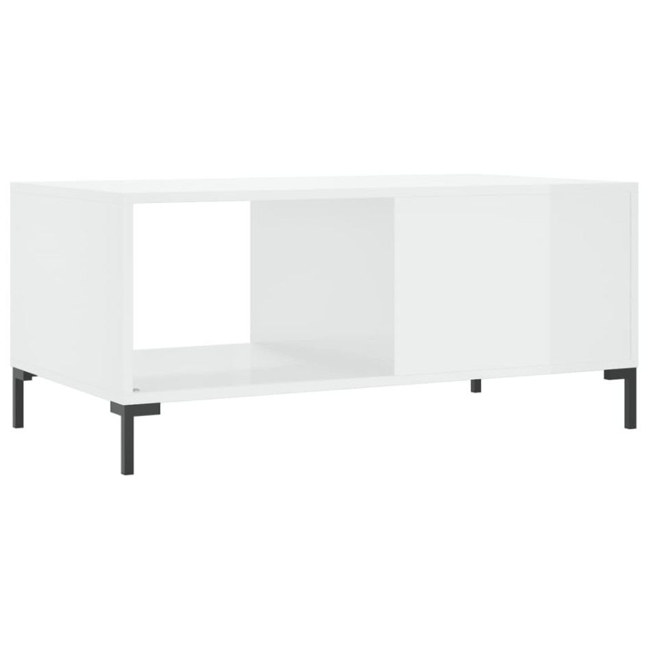 Mesa de centro madera contrachapada blanco brillo 90x50x40