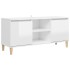 Mueble de TV patas madera pino blanco con brillo 103,5x35x50