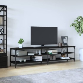 Mueble de TV metal y madera contrachapada negro 200x30x50