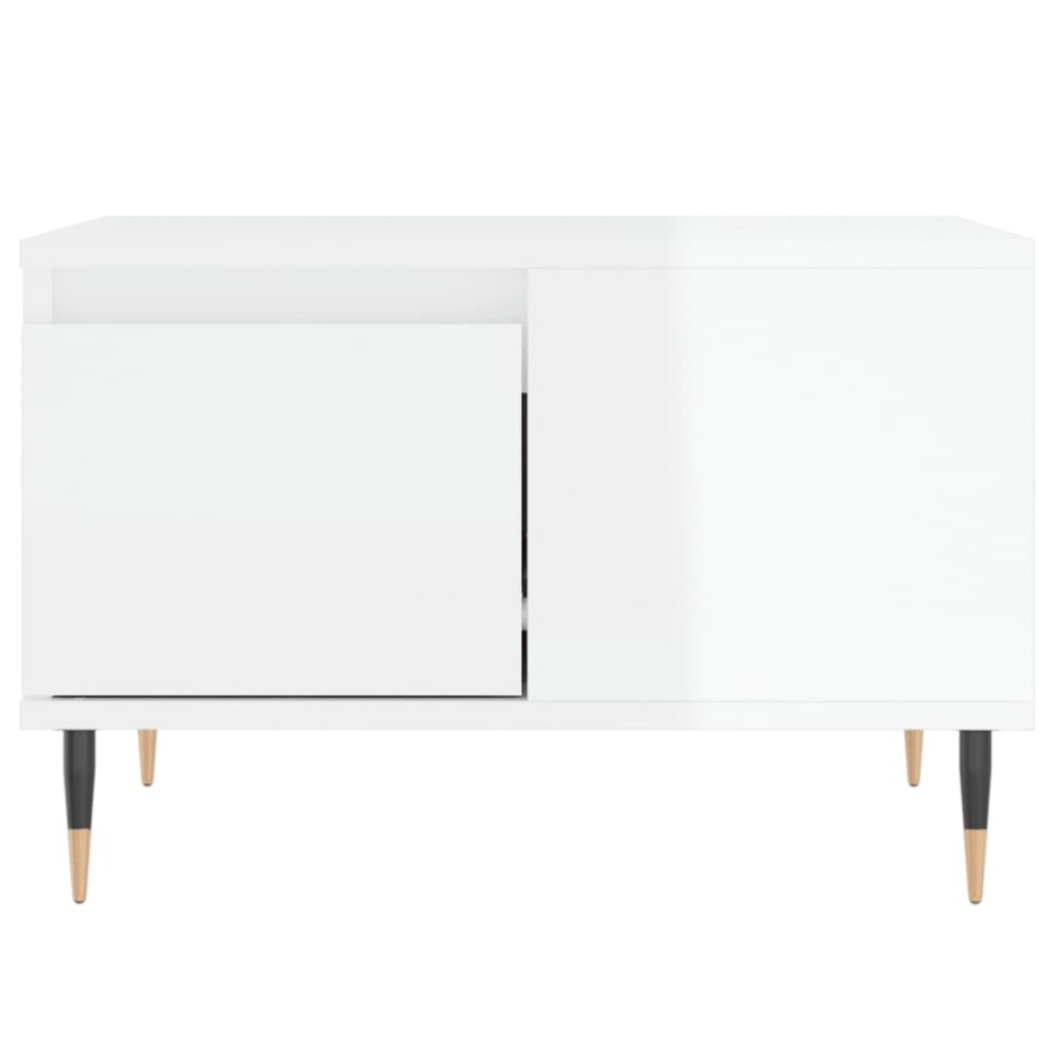 Mesa de centro madera contrachapada blanco brillo 55x55x36,5