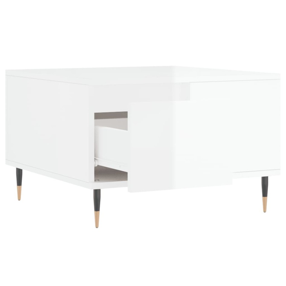 Mesa de centro madera contrachapada blanco brillo 55x55x36,5