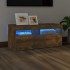 Mueble de TV con luces LED roble ahumado 90x35x40
