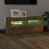 Mueble de TV con luces LED roble ahumado 90x35x40