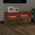 Mueble de TV con luces LED roble ahumado 90x35x40