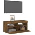 Mueble de TV con luces LED roble ahumado 90x35x40