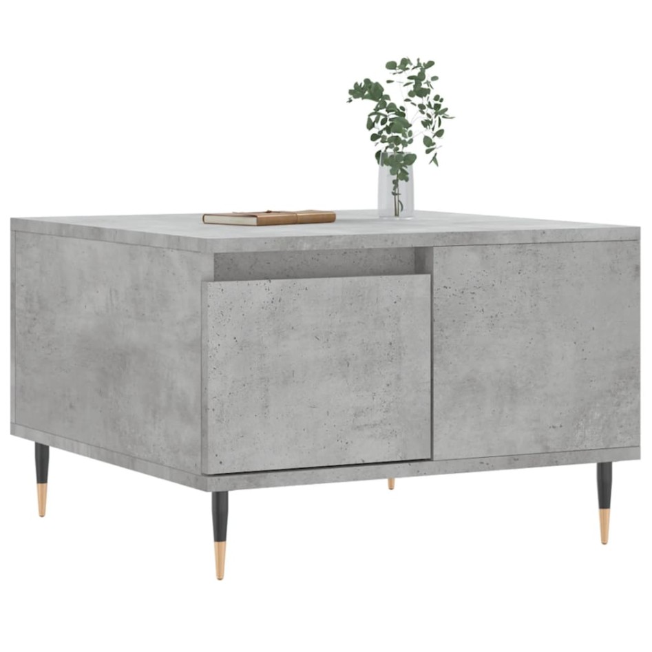 Mesa de centro madera contrachapada gris hormigón 55x55x36,5