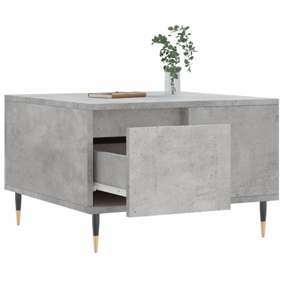Mesa de centro madera contrachapada gris hormigón 55x55x36,5