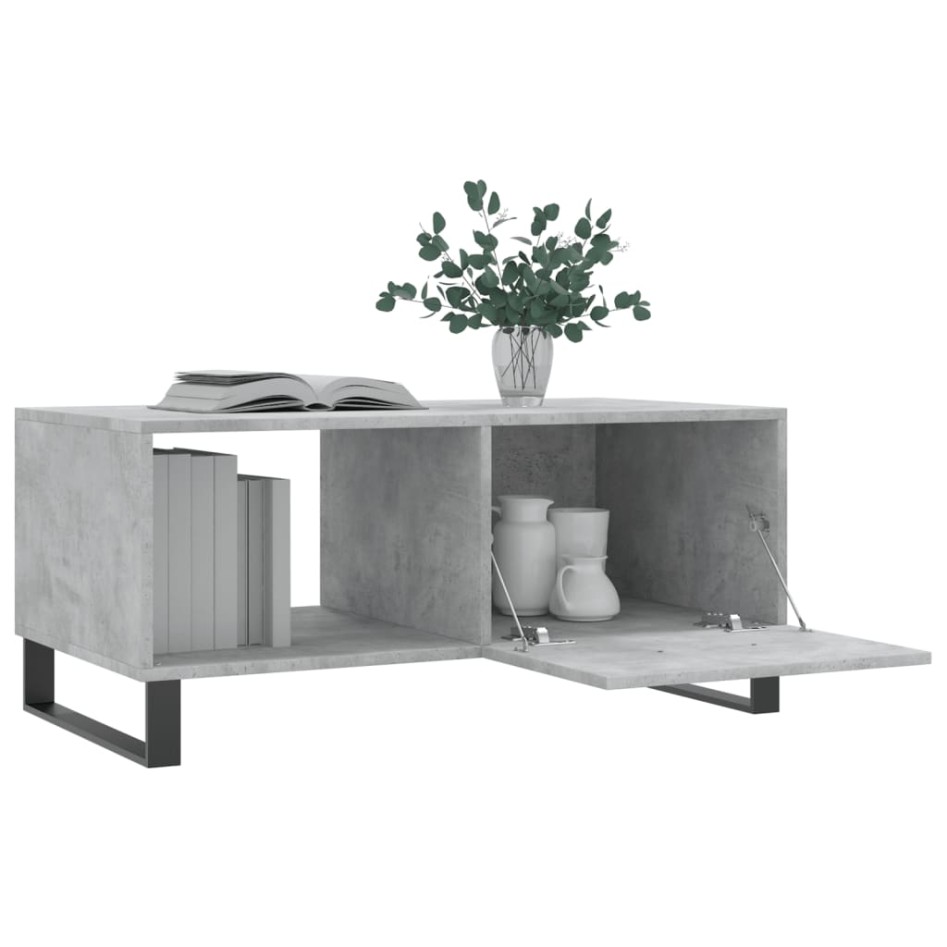 Mesa de centro madera contrachapada gris hormigón 90x50x40