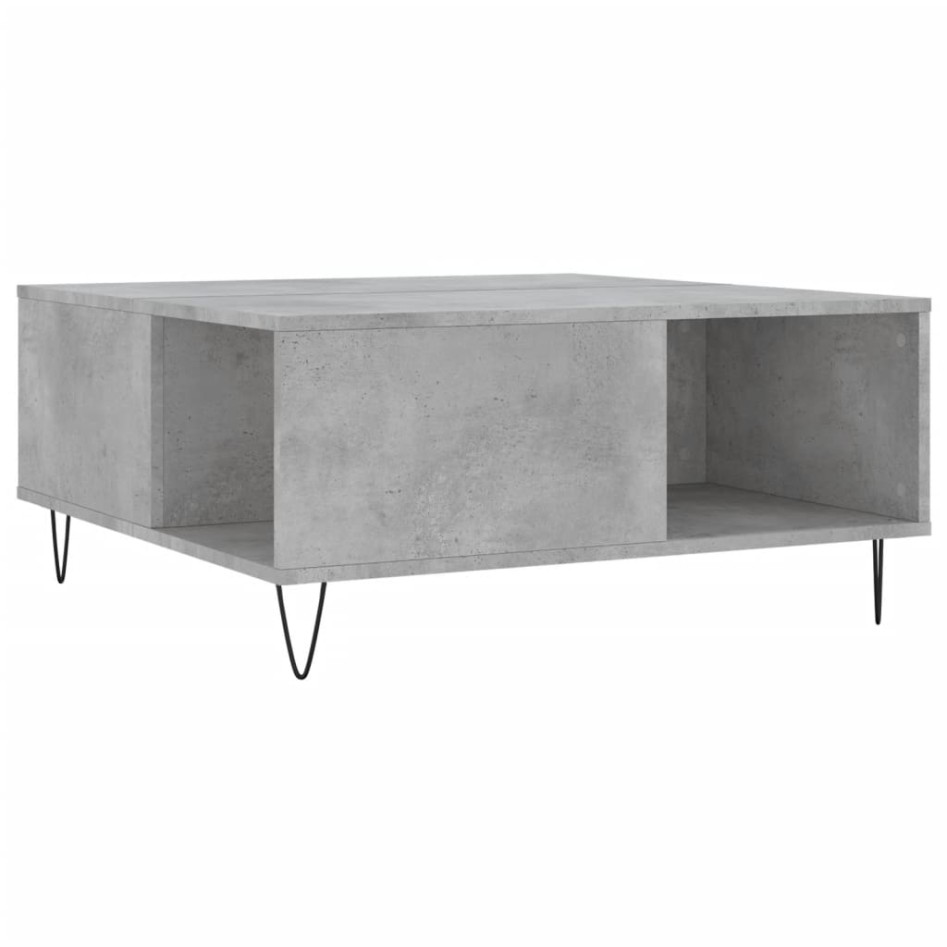 Mesa de centro madera contrachapada gris hormigón 80x80x36,5