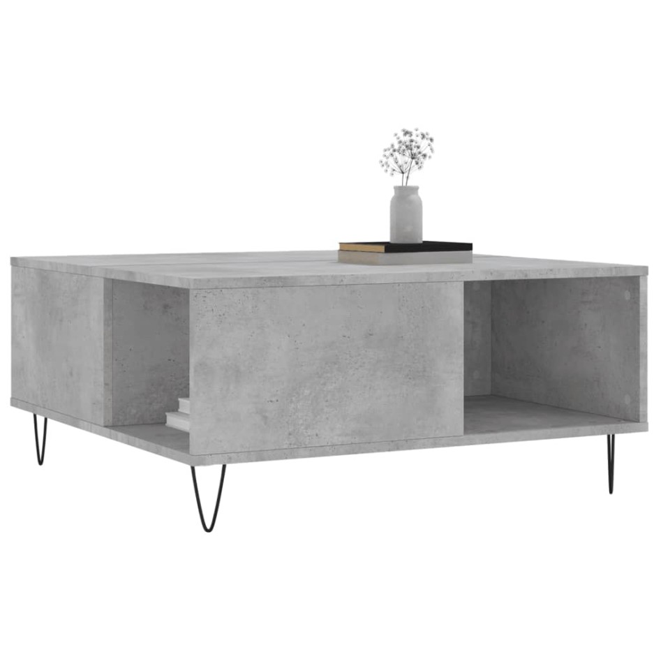 Mesa de centro madera contrachapada gris hormigón 80x80x36,5
