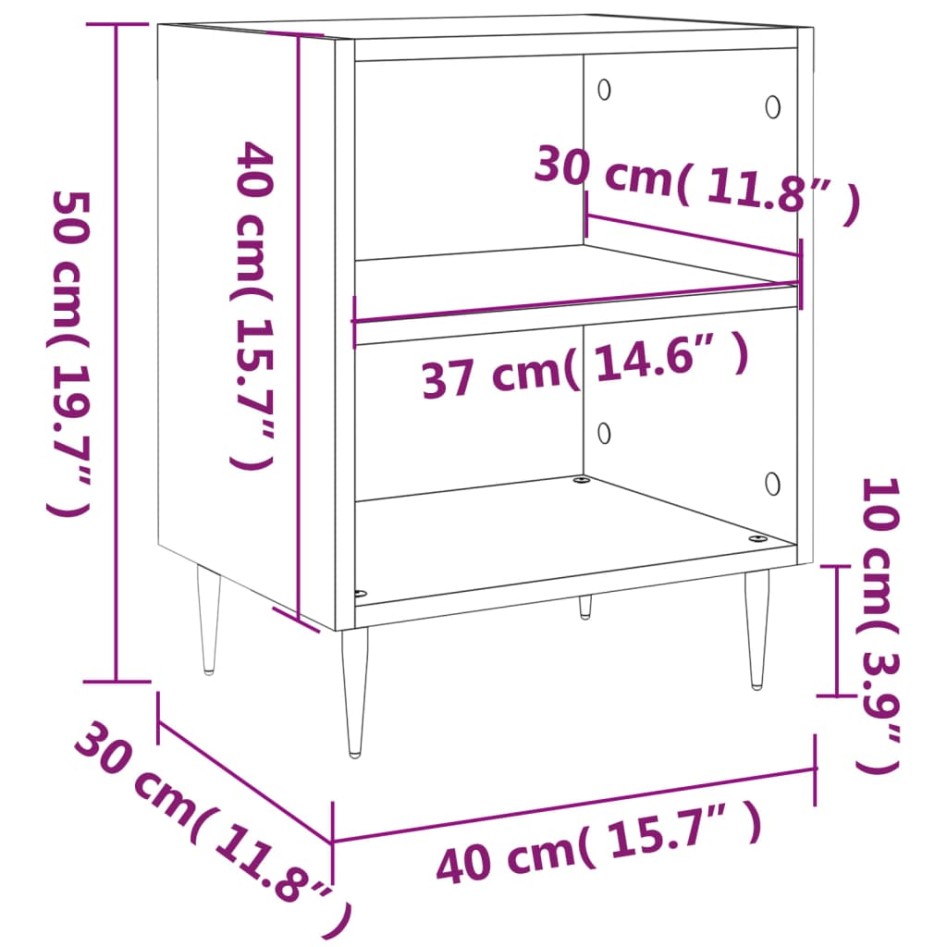 Mesitas noche 2 uds madera ingeniería roble Sonoma 40x30x50
