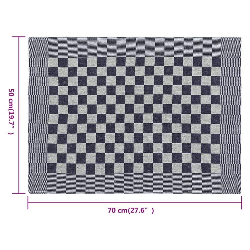 Paños de cocina 50 uds algodón azul y blanco 50x70