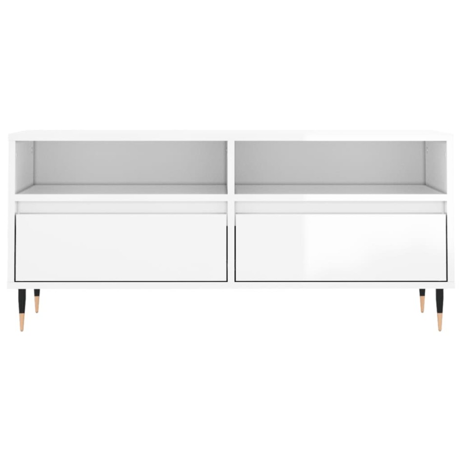 Mueble de TV madera contrachapada blanco brillo
