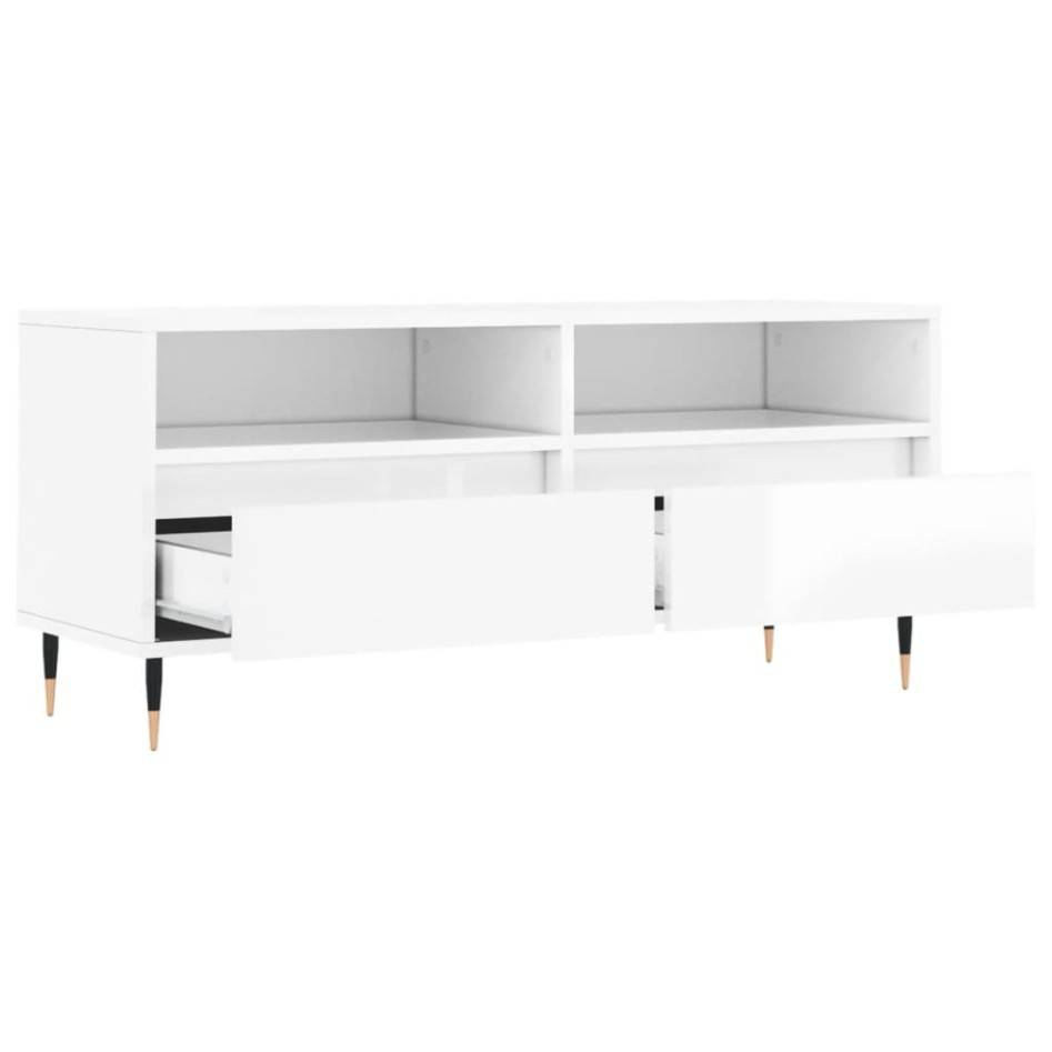 Mueble de TV madera contrachapada blanco brillo