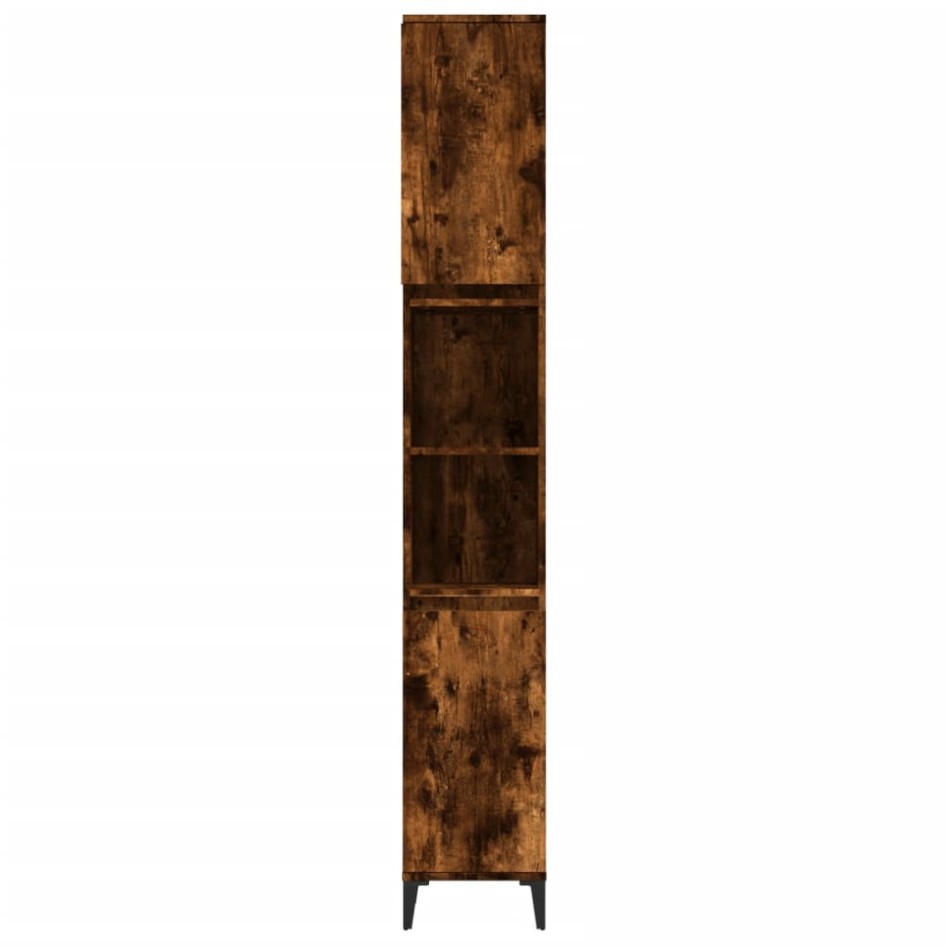 Armario de baño madera contrachapada roble ahumado 30x30x190